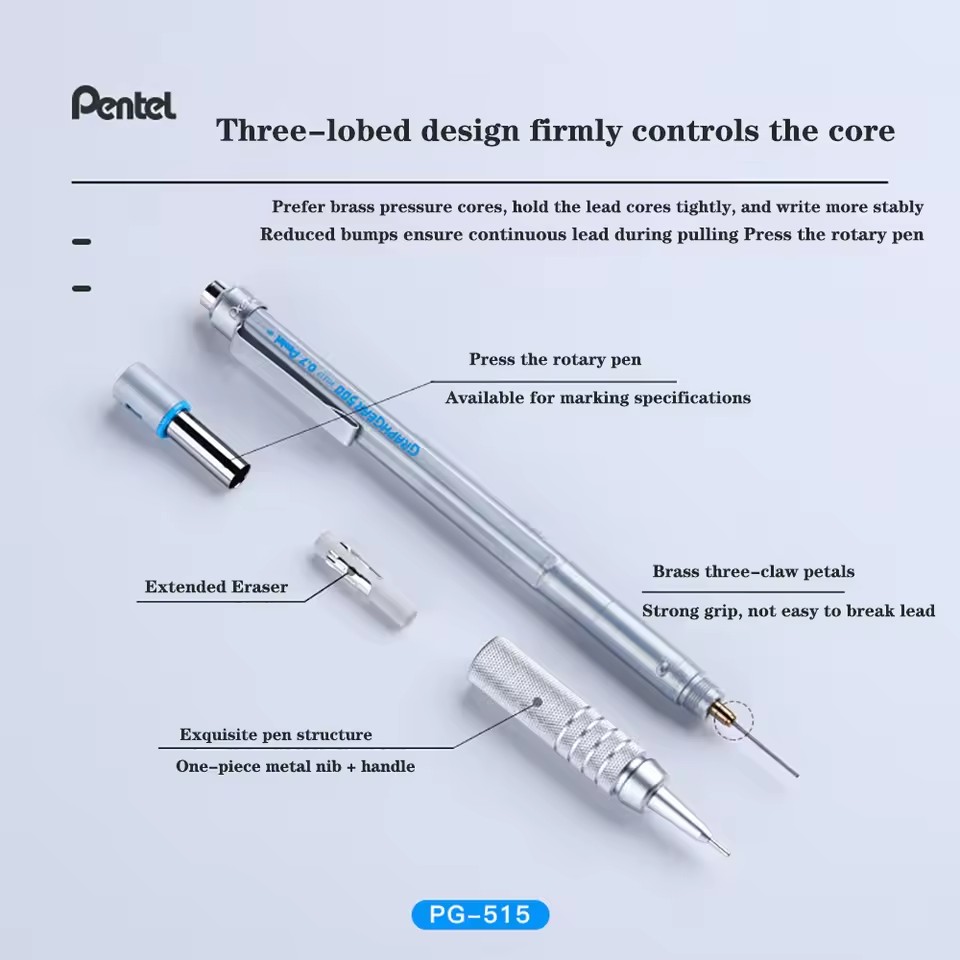 일본 펜텔 그래프 기어 제도 금속 기계 연필 PG515 - Pentel Pen Energel 리뷰 및 가격